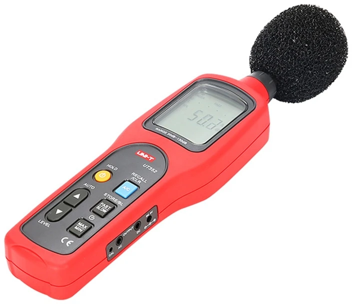 Matavimo Priemonė - Uni-T UT352 Garso Lygio Matuoklis 30–130 dB, ±1.5 dB Tikslumas, Apšviestas LCD Ekranas, Juoda