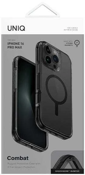 UNIQ Combat dėklas Apple iPhone 16 Pro Max 6.9″ Magclick Charging juodos spalvos carbon juodos spalvos