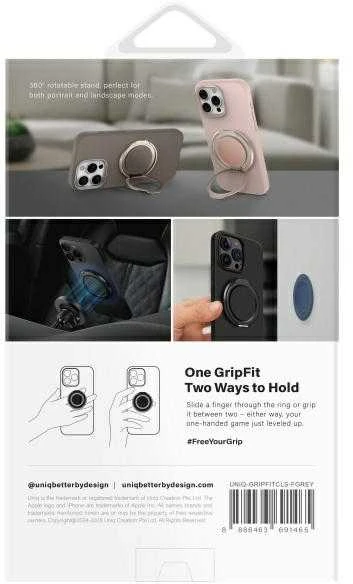UNIQ Gripfit 360 magnetinis laikiklis ir atramėlė; magnetinis laikiklis flint pilkos spalvos