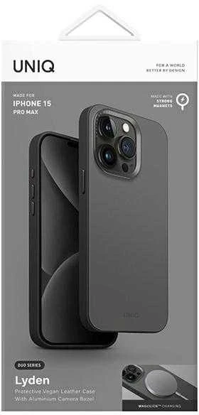 UNIQ Lyden DS Apple iPhone 15 Pro Max 6.7″ Magclick Charging dėklas pilkos spalvos-juodos spalvos charcoal pilkos spalvos-juodos spalvos