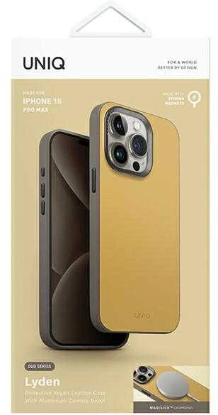 UNIQ Lyden DS Apple iPhone 15 Pro Max 6.7″ Magclick Charging dėklas yellow-pilkos spalvos canary yellow-flint pilkos spalvos