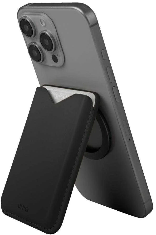 Dėklas Magnetic wallet UNIQ Lyden Evo stand phone juodos spalvos