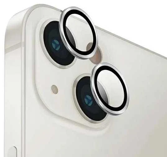 UNIQ Optix aliuminio kameros objektyvo apsauga Apple iPhone 14 6.1" / 14 Plus 6.7" su sidabriniu stikliuku