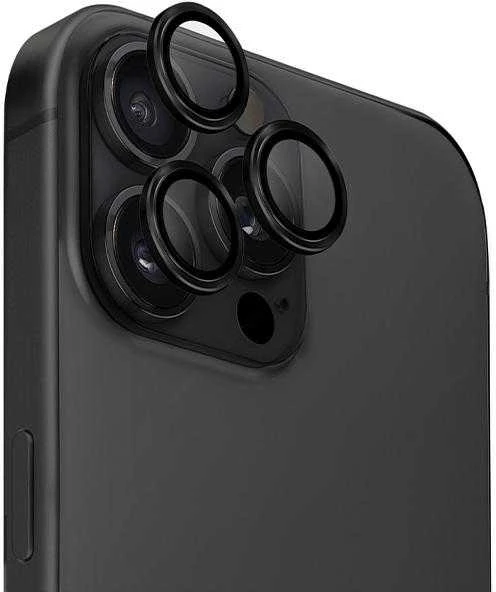 Uniq Optix aliuminio kameros objektyvo apsauga iPhone 16 Pro / 16 Pro Max su aplikatoriumi - Juodas