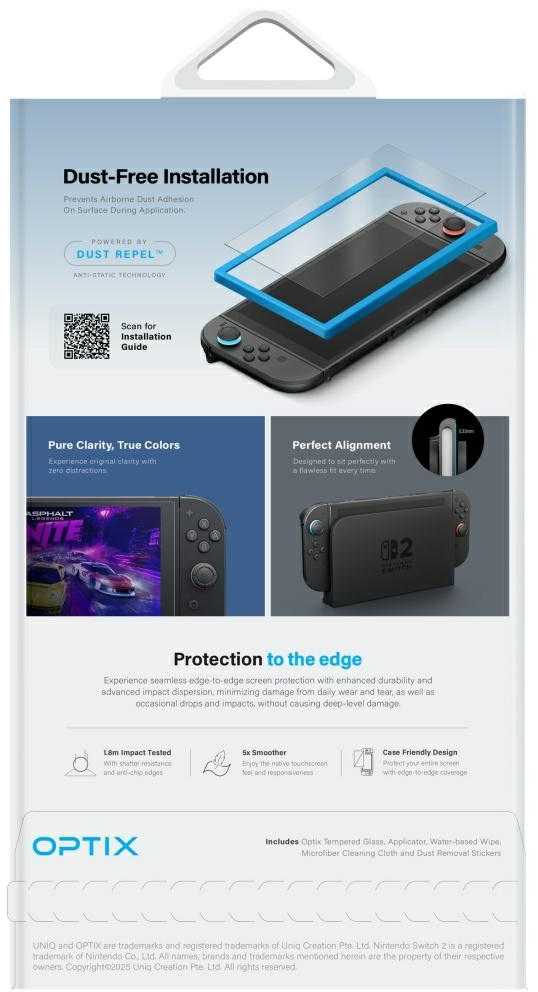 Uniq Optix Clear Tempered Glass for Nintendo Switch 2