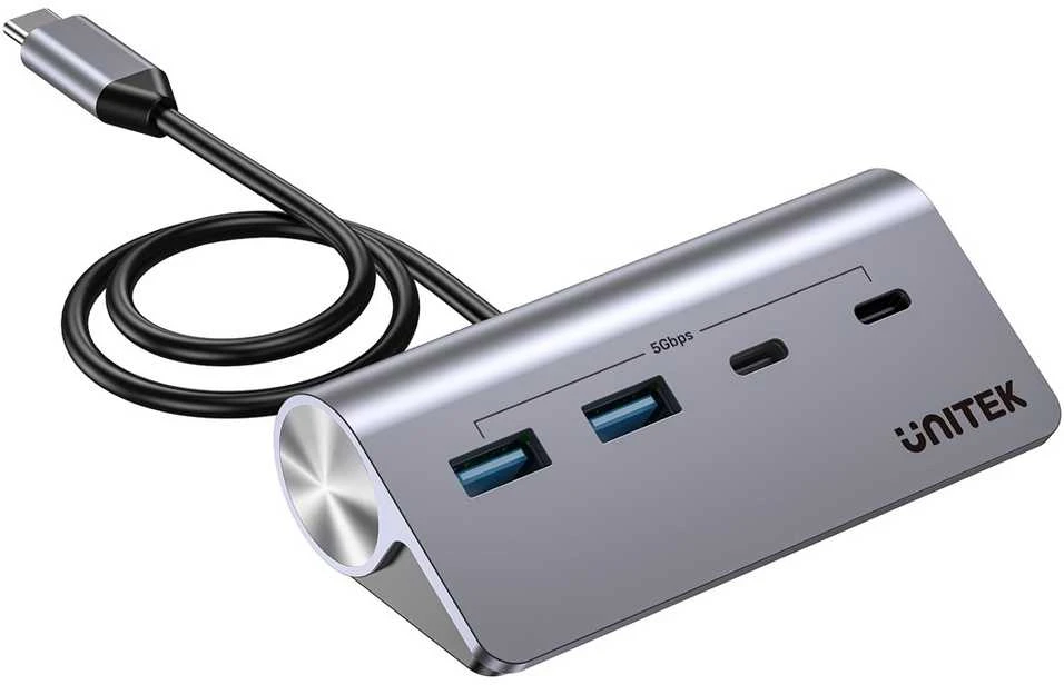 Unitek USB-C šakotuvas, pilkas aliuminis