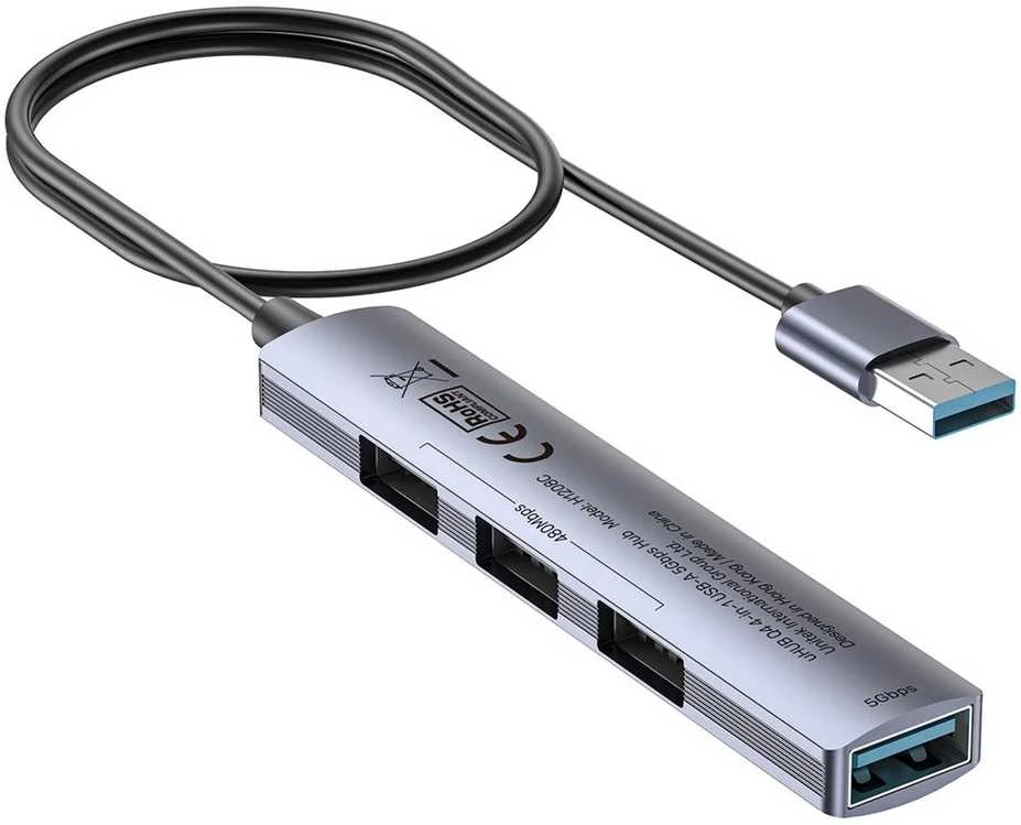 UNITEK kompaktiškas USB-A šakotuvas 3x USB 2.0 + 3.0 5GBPS