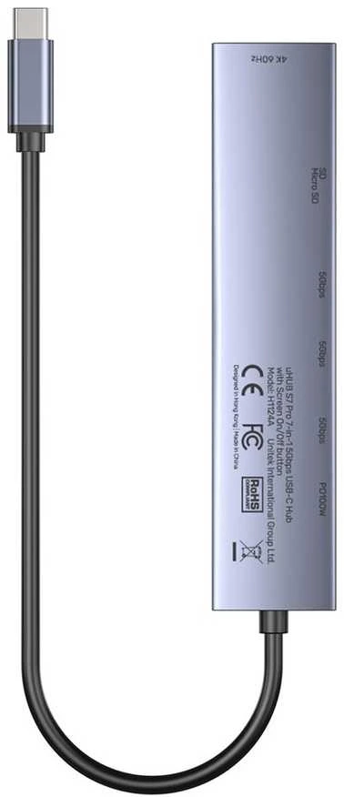 UNITEK USB-C 7-in-1 PD 100W HDMI 2.0 HUB WITH ON/OFF SWITCH