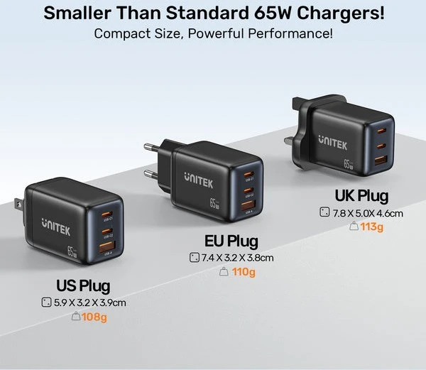 UNITEK P1130ABK01-EU mobile device charger Universal Juodas AC Fast charging Indoor