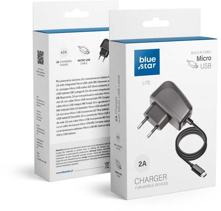 BlueStar Universalus Micro USB 2A Blue Star Lite sieninis įkroviklis