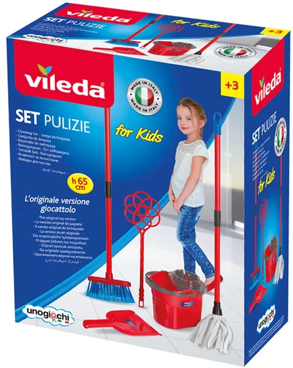 Unogiochi Vileda Pulizie Children's Cleaning Set Mop, Bucket, Broom ZA6730
