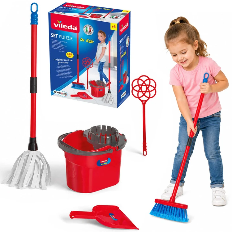 Unogiochi Vileda Pulizie Children's Cleaning Set Mop, Bucket, Broom ZA6730