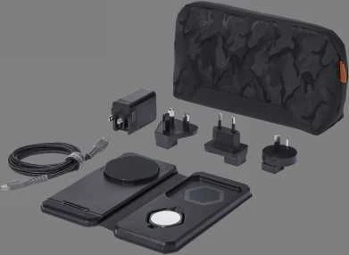 Urban Armor Gear UAG 3in1 kelioninis įkroviklis 15W, suderinamas su „MagSafe“, laidai, kištukai ir organizatorius pridedami (juoda)