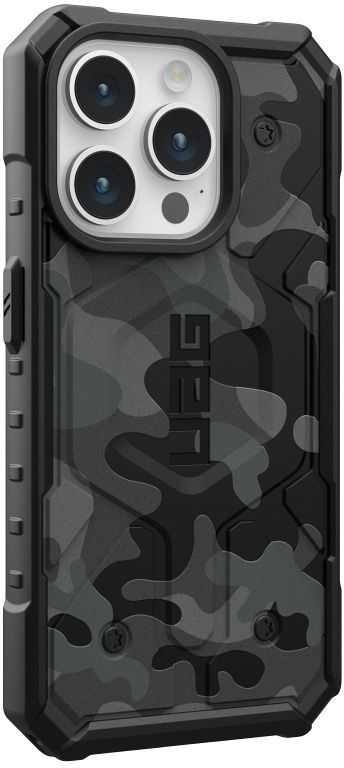 UAG Urban Armor Gear dėklas PATHFINDER, suderinamas su „Magsafe“, skirtas IPHONE 15 Pro, vidurnakčio kamufliažas