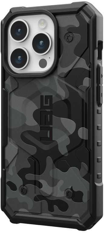 UAG Urban Armor Gear dėklas PATHFINDER, suderinamas su „Magsafe“, skirtas IPHONE 15 Pro, vidurnakčio kamufliažas