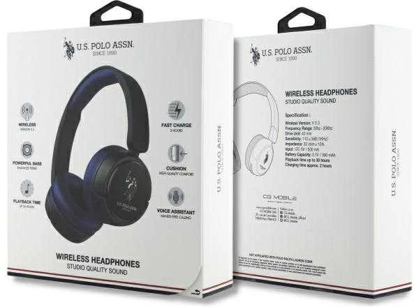 Us Polo Assn US Polo Ausinės Bluetooth USHPV6PCOV mėlynos spalvos DH Color Logo