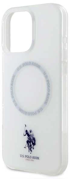 Us Polo Assn US Polo IML Ring MagSafe Apple iPhone 16 Pro Max - dėklas telefonui baltos spalvos
