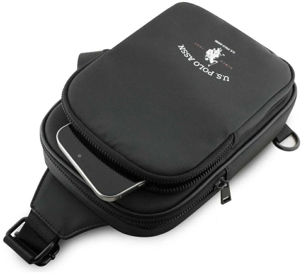 Us Polo Assn Krepšys telefonui US Polo Petit Pique Crossbody Arch juodos spalvos