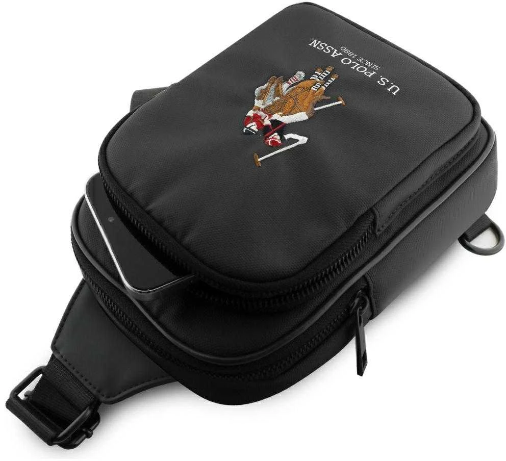 Us Polo Assn Krepšys telefonui US Polo Petit Pique Crossbody juodos spalvos