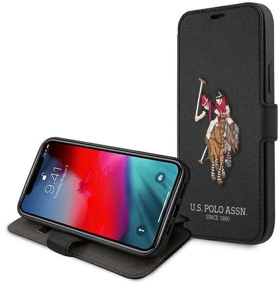 Us Polo Assn US Polo USFLBKP12SPUGFLBK Apple iPhone 12 mini 5,4" telefono dėklas juodos spalvos book Polo Embroidery Collection