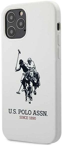 Dėklas „Us Polo Assn US Polo“ USHCP12LSLHRWH, „Apple iPhone 12 Pro Max 6,7“ baltos spalvos silikoninė kolekcija