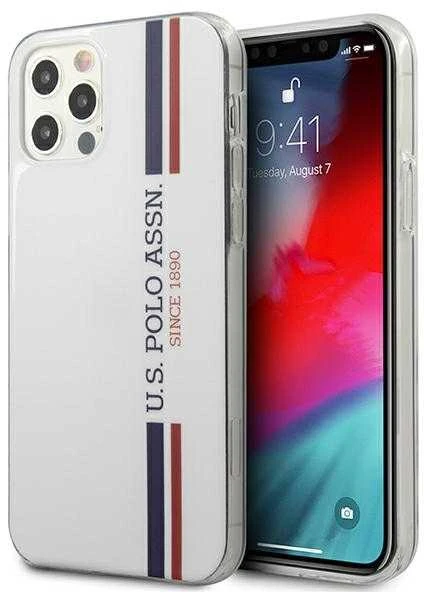 Dėklas „Us Polo Assn US Polo“ USHCP12MPCUSSWH „Apple iPhone 12/12 Pro 6,1“ baltos spalvos „Tricolor Collection“
