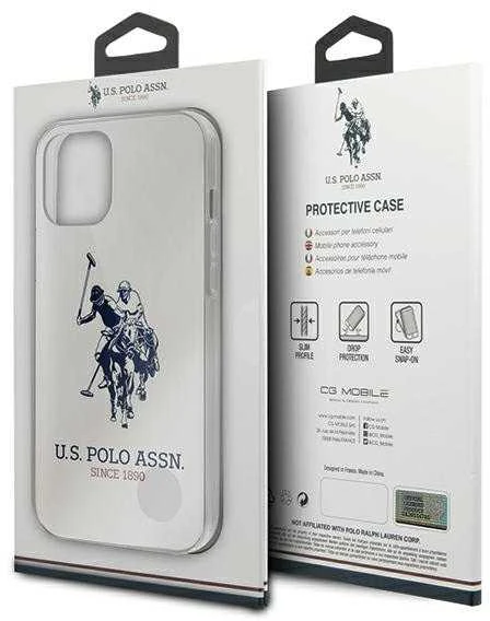 Dėklas „Us Polo Assn“ „US Polo“ USHCP12MTPUHRWH iPhone 12/12 Pro 6.1" baltas blizgus didelis logotipas