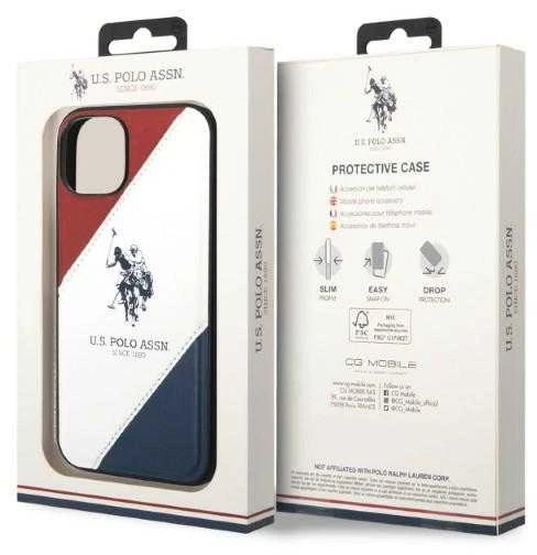 Dėklas „Us Polo Assn“ „US Polo“ USHCP14SPSO3 „Apple iPhone 14 / 15 / 13“ 6,1 colio baltos spalvos su įspaudu