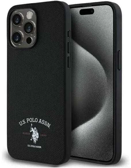 Dėklas „Us Polo Assn US Polo“ USHCP15XPARK „Apple iPhone 15 Pro Max 6,7" juodos spalvos su spausdintu DH logotipu