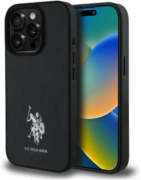 Dėklas Us Polo Assn US Polo USHCP15XPGEK Apple iPhone 15 Pro Max 6,7″ juodos spalvos Leather Embroidered spalvos DH Color