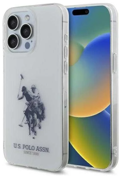 Dėklas „Us Polo Assn“ „US Polo“ USHCP15XTPURBH „Apple iPhone 15 Pro Max 6,7" baltos spalvos blizgus didelis logotipas