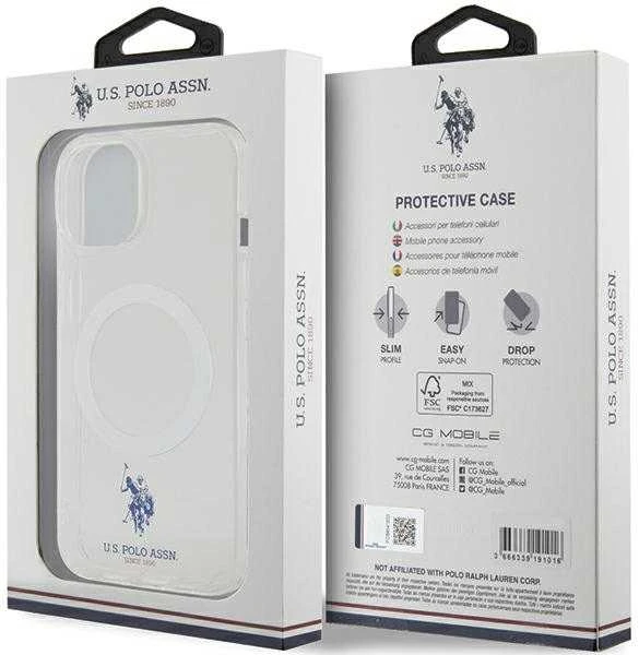 Us Polo Assn US Polo USHMP15SUCIT Apple iPhone 15 / 14 / 13 6.1" dėklas telefonui skaidrus MagSafe Collection