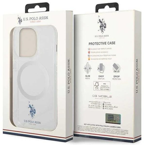 Dėklas „Us Polo Assn“ „US Polo“ USHMP15XUCIT „Apple iPhone 15 Pro Max 6.7“ skaidrus „MagSafe“ kolekcija