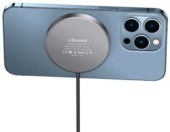 USAMS magnetic Belaidis įkroviklis 15W aliuminio juodos spalvos CD183CDX01