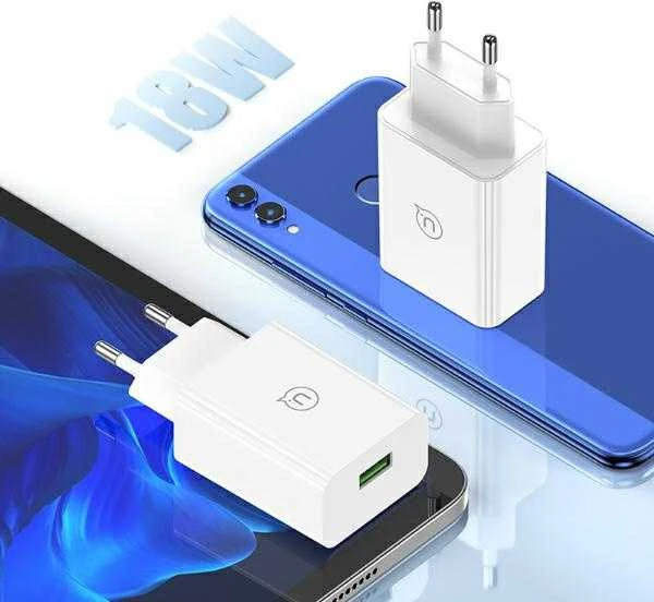 USAMS 18W Laidinis įkroviklis + USB-C/USB-A1m Fast Charging Cable baltos spalvos Series SC SCXLTZ02