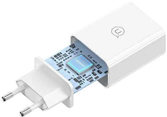 USAMS 18W Laidinis įkroviklis + USB-C/USB-A1m Fast Charging Cable baltos spalvos Series SC SCXLTZ02