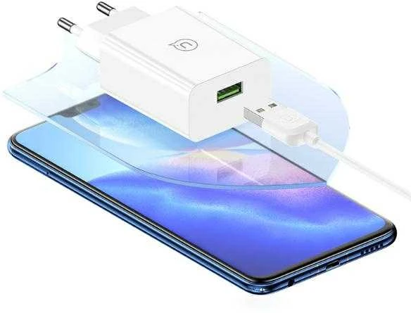 USAMS 18W Laidinis įkroviklis + USB-C/USB-A1m Fast Charging Cable baltos spalvos Series SC SCXLTZ02