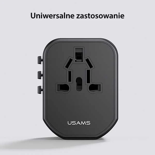 USAMS Adapteris network 2xUSB+1xUSB-C T59 20W4in1 US/AU/EU/UK juodas/juodas CC179TC01 (US-CC179) Univers