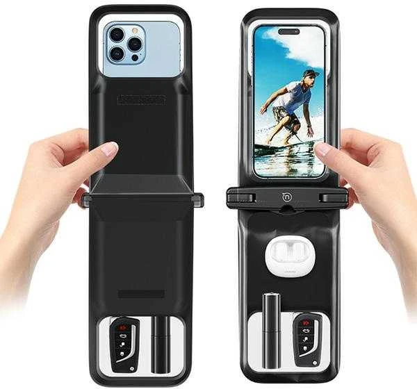 USAMS Atsparus vandeniui Dėklas Double 6.7″IP68 juodos spalvos FSD1401 (YD014)