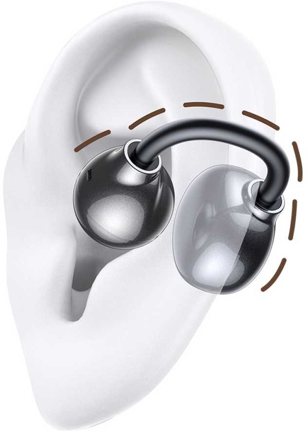 Ausinės Bluetooth USAMS Echo R02 Clip-on belaidės pilkas
