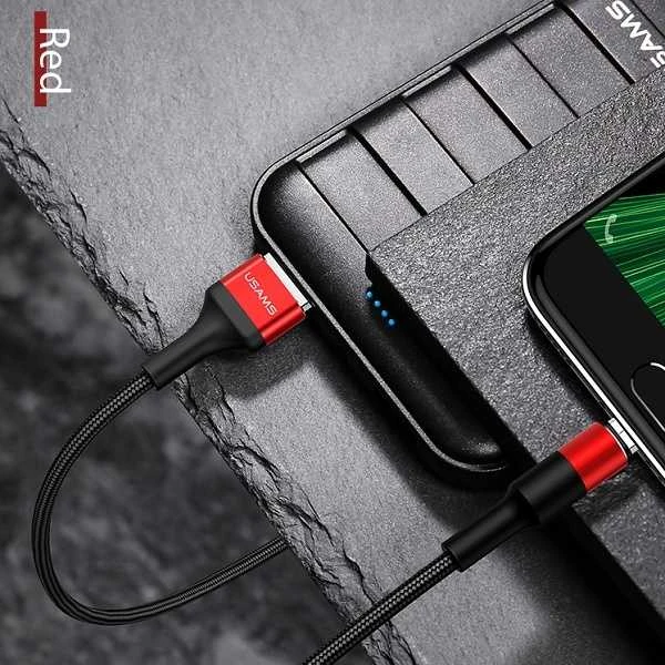 USAMS pintas kabelis U5 2A micro USBraudonos spalvos 1,2m SJ224USB02 (US-SJ224)