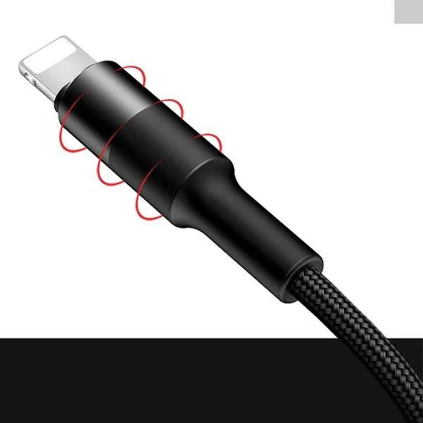 USAMS Braided U5 3-in-1 Kabelis 1.5m 2A juodos spalvos (Lightning/microUSB/USB-C) SJ2193IN101 (US-SJ219)