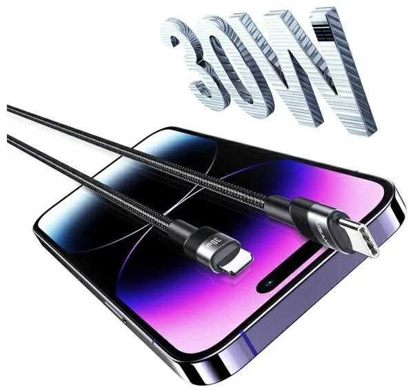 USAMS USB-C į Lightning kabelis 30W 1.2m aliuminio lydinio duomenų perdavimo kabelis SY serijos SJ729USB01 (US-SJ729)