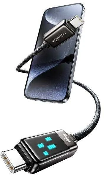 USAMS USB-C į USB-C kabelis 100W 1.2m cinko lydinio greito įkrovimo duomenų kabelis Meteor serijos SJ744USB0