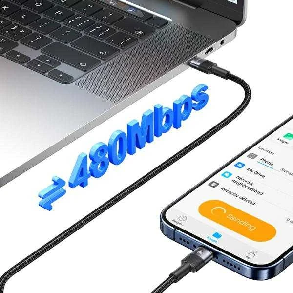 USAMS Kabelis USB-C į USB-C 60W 1.2m greito įkrovimo steel/tarnish SJ724USBSG01 (US-SJ724)