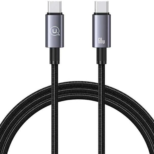 USAMS Kabelis USB-C į USB-C 60W 1.2m greito įkrovimo plienas/tamsus SJ661USB01 (US-SJ661)