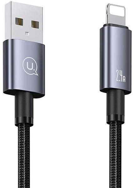 USAMS USB laidas į „Lightning“ 2.4A 1.2m, greito įkrovimo, plienas/juodas SJ667USB01 (US-SJ667)