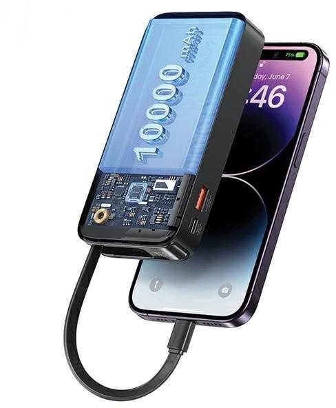 USAMS nešiojama baterija su ištraukiamu laidu, „Lightning“ 10000 mAh PD 20W, greito įkrovimo, XY serijos, juodos spalvos