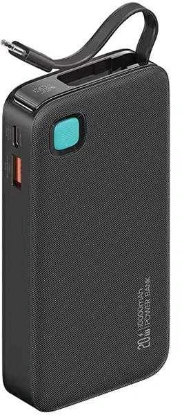 USAMS nešiojama baterija su ištraukiamu USB-C laidu, 10000 mAh PD 20W greito įkrovimo XY serijos juodos spalvos