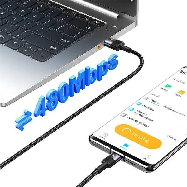 USAMS SET Kabelis USB į USB-C 3A 1.2m Greito įkrovimo plienas/tamsus 30 vnt SJ718ZJ01 (US-SJ718)